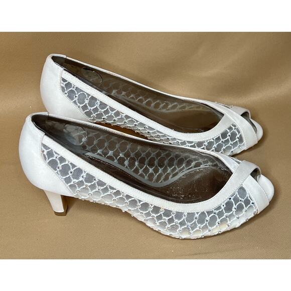 Adrianna Papell Zandra Ivory Lua Mesh Heels 6 M New - Picture 2 of 6